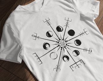 MOON PHASES WHEEL Shirt / Sacred Geometry, Wiccan & Alchemy Symbols, Astronomy T-shirt