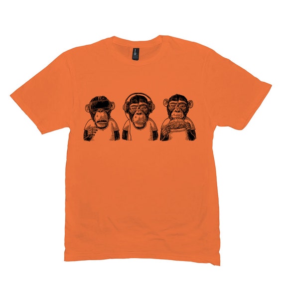 THREE WISE MONKEYS / Monkey Art T-shirt / Monkey Business / Monkey