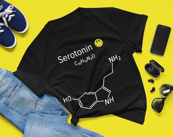 HAPPINESS MOLECULE T-SHIRT / Serotonin Shirt - Chemical Compound / Chemistry - Biology, Molecule Art, Positive Shirt