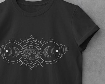 MOON PHASES SHIRT / Full - Triple - Half - New Moon / Moon Phase, Moon Child Shirt, Moon Art