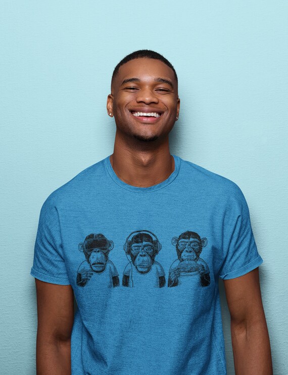 THREE WISE MONKEYS / Monkey Art T-shirt / Monkey Business / Monkey
