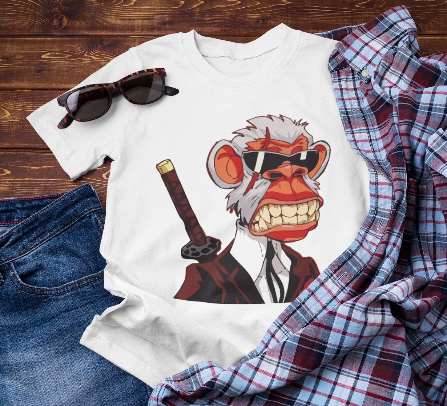 NFT - CRYPTO ART Shirt / Japanese Style Ninja T-shirt / Monkey