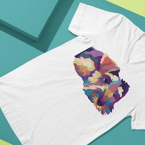 MINIATURE SCHNAUZER V-NECK T-Shirt / Dog Owners and Pet Lovers Gifts / Pop art, Colorful Dog Shirt