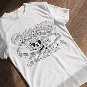 CATRINA T-SHIRT / MEXICAN Folk Art / Catrina Doll, Skeleton, Day of the Dead