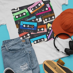 RETRO AUDIO CASSETTE Shirt / jaren 70 jaren 80 & Jaren 90 Muziek Mix Tape / Old School Music Lovers