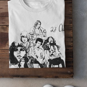 27 CLUB T-SHIRT / Forever 27 / Shirt with legendary music icons who died at the age of 27