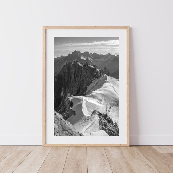Photographie - Massif du Mont Blanc depuis l'Aiguille du Midi dans les Alpes en France