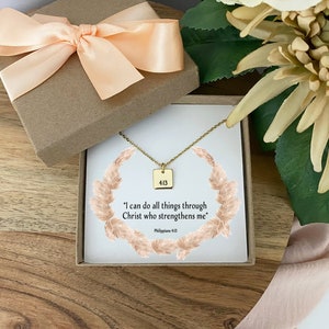 Philippians 4:13 Scripture Jewelry for Women, Christian Gift, Christian Jewelry, Religious Jewelry, Scripture Jewelry, Bible Verse Necklace