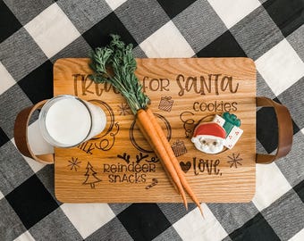 Personalized Santa Treat Board, Engraved Wood Board, Cookies for Santa Tray, Gifts for Santa, Christmas treat board, Christmas Eve Plate