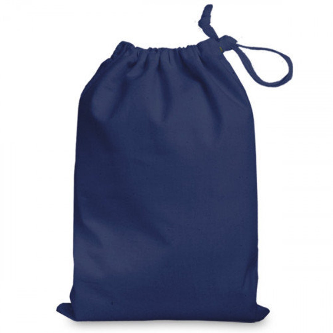 Navy Blue Cotton Drawstring Jewelry Pouches Bags With Logo – CraftJaipur