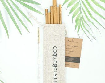 Eco-Friendly Straw, Bamboo Straw Set, Wooden Straw, Reusable Straw Pouch, Travel Set, Plastic Free Straw, Sustainable Gift, Zero Waste Gift