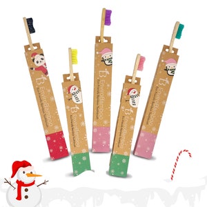 Christmas 2023, Bamboo Toothbrush, Soft /Medium Bristles for Kids & Adults, Xmas Stocking Filler, Eco-Friendly Wooden Toothbrush, Vegan Gift image 2