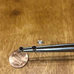 3MM Black Tiny Stud Earring/Dainty Earring/Handmade Jewelry/925 Sterling Silver/3MM Dainty Post Earring/Everyday Jewelry/Made In USA