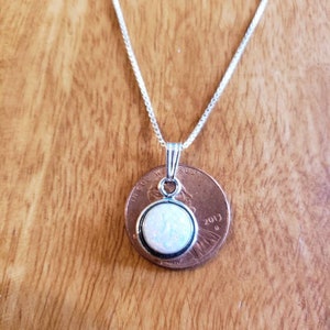 Small Round Fire Opal Pendant/Sterling Silver/Opal Pendant/Dainty Pendant/Made In USA
