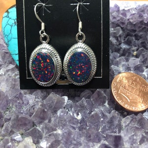 Black Fire Opal Earrings /Sterling Silver/Handmade Jewelry/Black Opal/Statement Earrings/Bridesmaid Gift/Made In USA