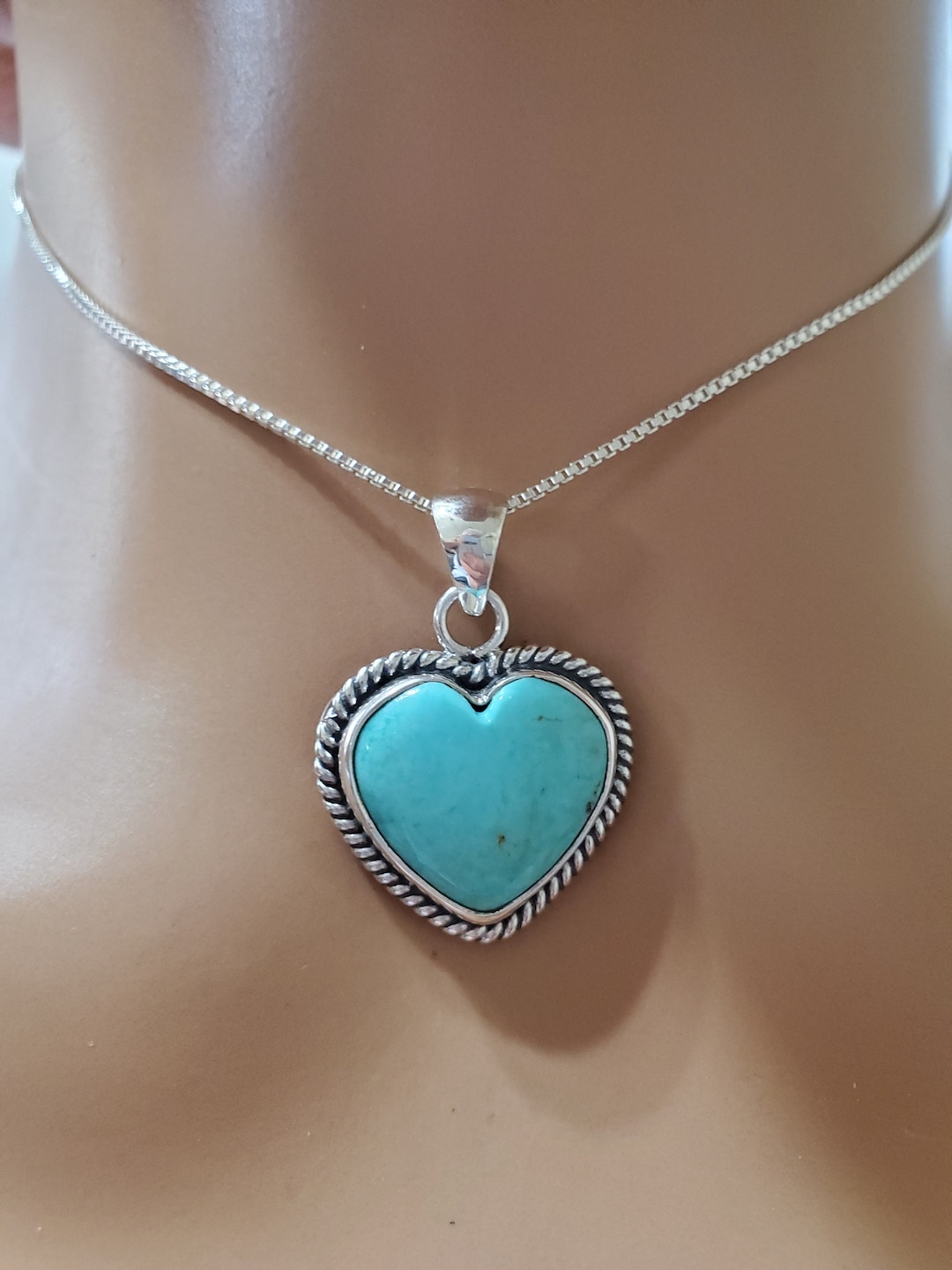ネックレス・ペンダント Heart Turquoise Pendant Necklace #8760 Blue Turquoise Heart Pendant Golden Necklace – Barse Jewelry