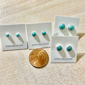 Turquoise Stud/4 Pair Turquoise Studs Earring/Sterling Silver 3mm,4mm,5mm,6mm/4 Pair Studs/Helix /Piercing Earring/Tiny Earring/Made In USA