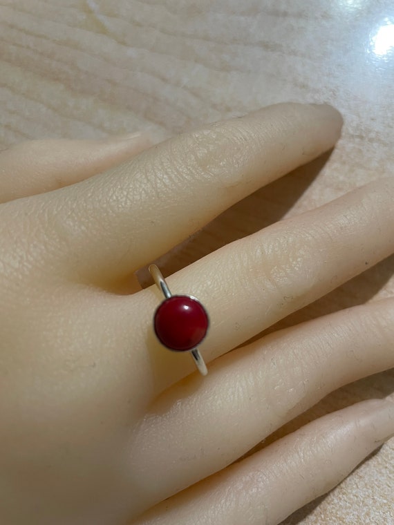 Natural red coral best sale ring
