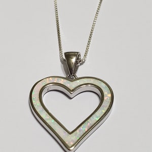 Opal Inlay Heart Pendant/Sterling Silver/Everyday Jewelry / Inlay Opal Jewelry/Gift For Her