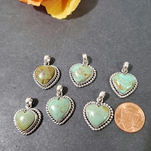 Heart Turquoise Necklace/Blue Turquoise Heart Pendant/Heart/ Sterling Silver/Handmade Jewelry/Large Turquoise Pendant Heart/Gift /Mix 2
