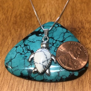 White Buffalo Sea Turtle Pendant/Sea Turtle Necklace/Sterling Silver/Handmade Jewelry/Made In USA