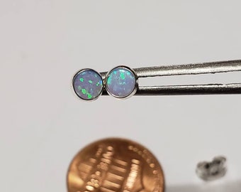 Blue Opal Earring/Handmade Jewelry/Dainty Post Earring/Sterling Silver/Minimalist Earrings /For Her/4mm Stud