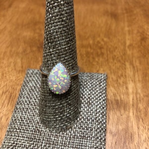 Teardrop Fire Opal Ring/Sterling Silver/Handmade Ring/White Opal Ring/Bridesmaid Jewelry/Gift For Her/Made In USA