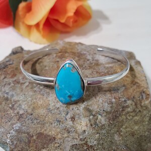 Turquoise Cuff Bracelet/Blue Turquoise Cuff/Turquoise Bracelet/Simple Turquoise Cuff/Sterling Silver Turquoise Bracelet/Gift For Her/LT5