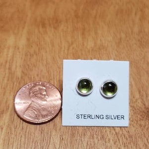 Small Stud Green Peridot Earring/925 Sterling Silver/Handmade Jewelry/Everyday Jewelry/For Her/Made In USA