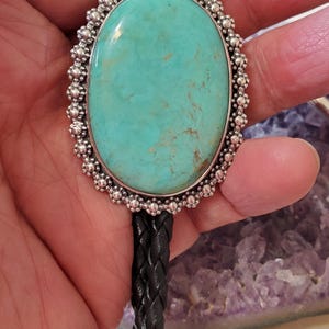 Bolo Tie Turquoise/Sterling Silver Bolo Tie/Blue Turquoise Bolo/Turquoise Bolo Tie/Gift For Dad/Bolo Tie/LB7