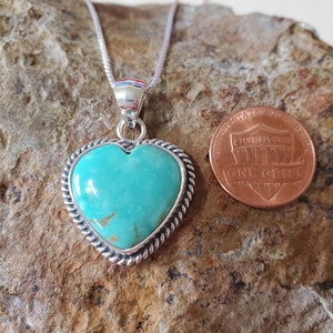 Heart Turquoise Necklace/Blue Turquoise Heart Pendant/Heart/ Sterling Silver/Handmade Jewelry/Large Turquoise Pendant Heart/Gift /LTQ6