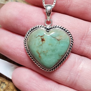 Heart Turquoise Necklace/Blue Turquoise Heart Pendant/Heart/ Sterling Silver/Handmade Jewelry/Large Turquoise Pendant Heart/Gift /LL709