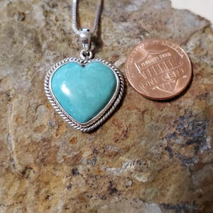 Cute Heart Turquoise Necklace/Box Chain/Blue Turquoise Heart Pendant/Heart/ Sterling Silver/Handmade Jewelry/Made In Albuquerque/LL220