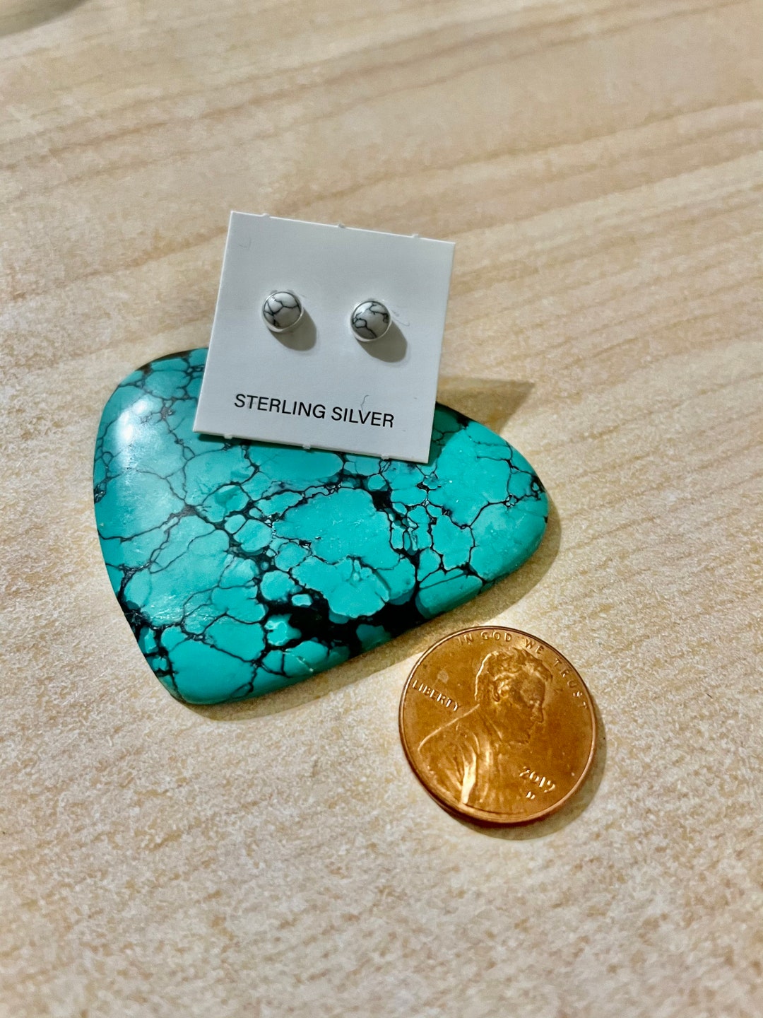 White Buffalo Turquoise Studs Earrings/sterling Silver/handmade Jewelry