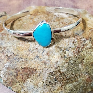 Turquoise Cuff Bracelet/Blue Turquoise Cuff/Turquoise Bracelet/Simple Turquoise Cuff/Sterling Silver Turquoise Bracelet/Gift For Her/LT7