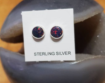5MM Tiny Black Opal Studs/Sterling Silver/Minimalist Stud Earrings/Third Piercing Stud /Made In USA