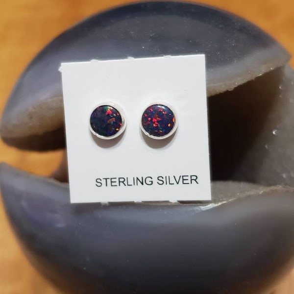 5MM Tiny Black Opal Studs/Sterling Silver/Minimalist Stud Earrings/Third Piercing Stud /Made In USA