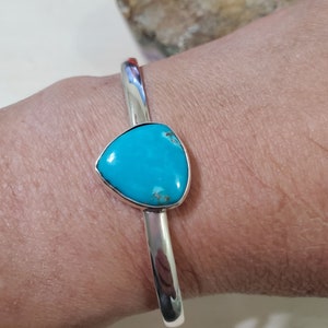 Turquoise Cuff Bracelet/Blue Turquoise Cuff/Turquoise Bracelet/Simple Turquoise Cuff/Sterling Silver Turquoise Bracelet/Gift For Her/LT10