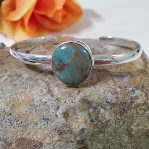 Turquoise Cuff Bracelet/Blue Turquoise Cuff/Turquoise Bracelet/Simple Turquoise Cuff/Sterling Silver Turquoise Bracelet/Gift For Her/LT6