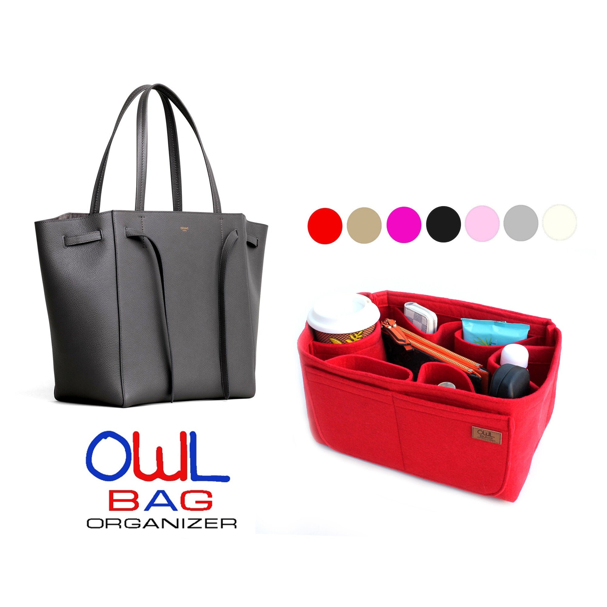  Zoomoni Premium Bag Organizer for Celine Cabas Phantom Small Bag  (Handmade/20 Color Options) [Purse Organiser, Liner, Insert, Shaper] :  Handmade Products