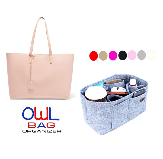 Large Book Tote Bag Organizer] Felt Purse Insert with Middle Zip Pouc