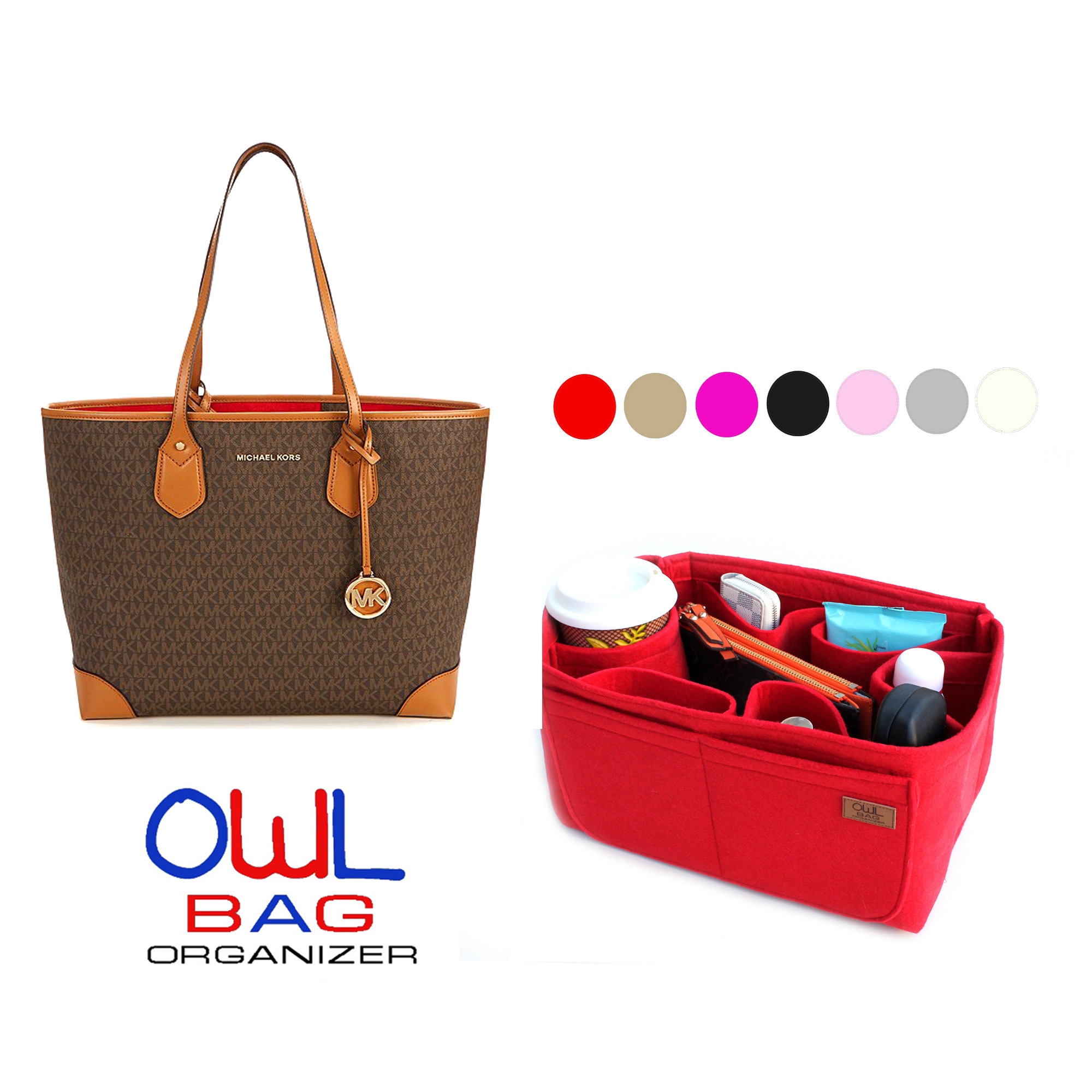 Organizador de bolso para bolsos, organizadores interiores de bolsas de  viaje para bolsa de mano, 5 tamaños, compatible con cualquier bolsa (beige