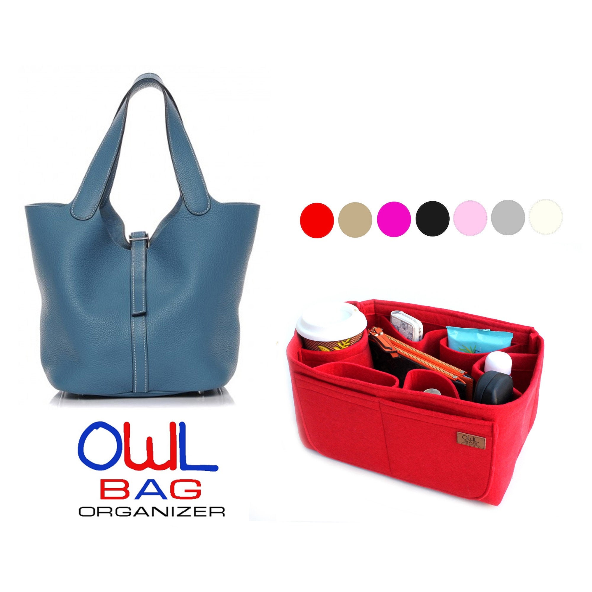 Purse Organizer Insert Suitable for Picotin 18 Tote Bag,  Premium Nylon Handbag Organizer (Purple, PC18) : Clothing, Shoes & Jewelry