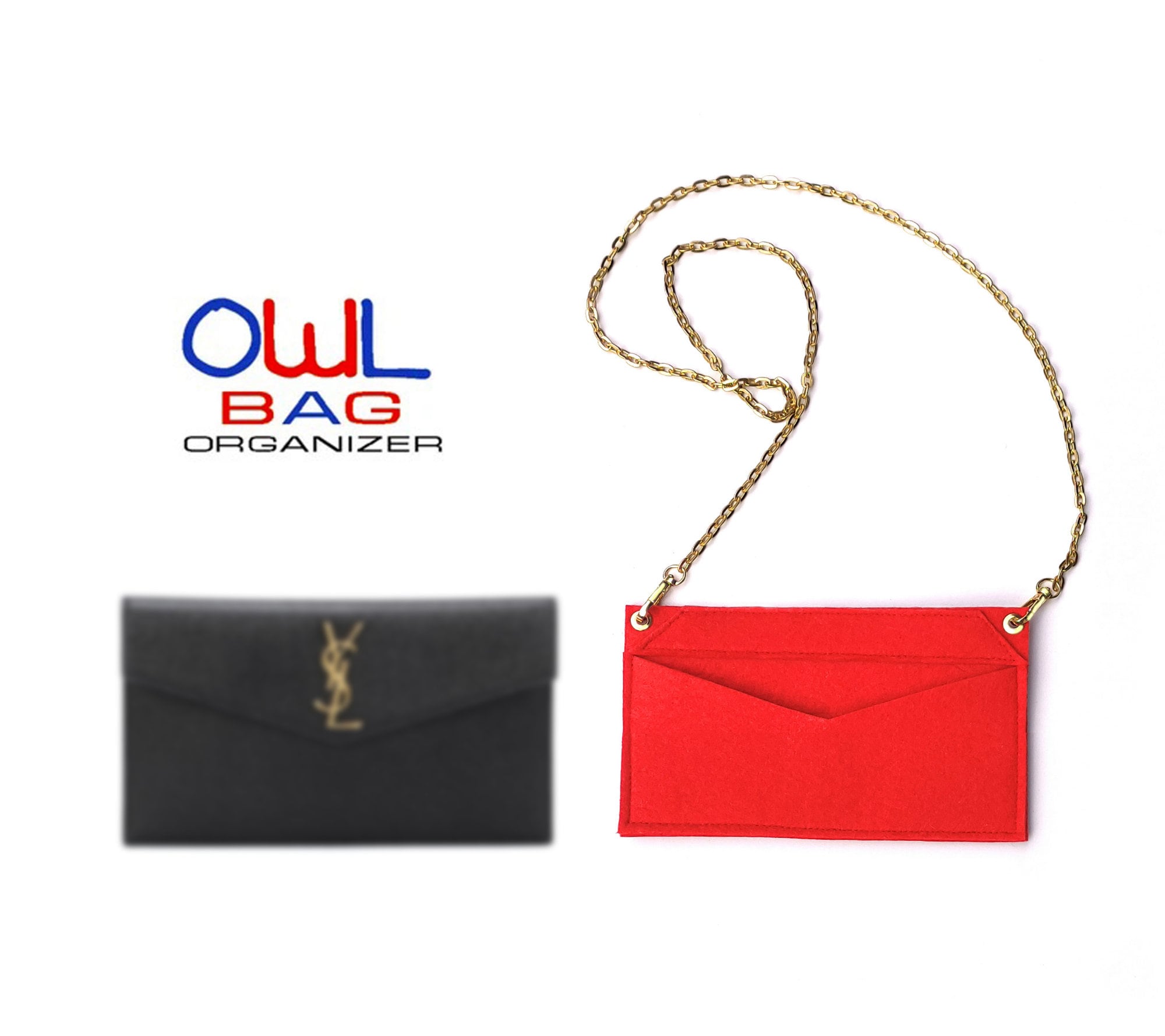 Saint Laurent Uptown Leather Clutch in Red