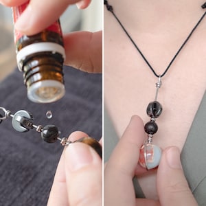 Lava Stone Diffuser Tactile Necklace | Aromatherapy Crystal Fidget Necklace | Spinner Necklace To Help Relieve Stress