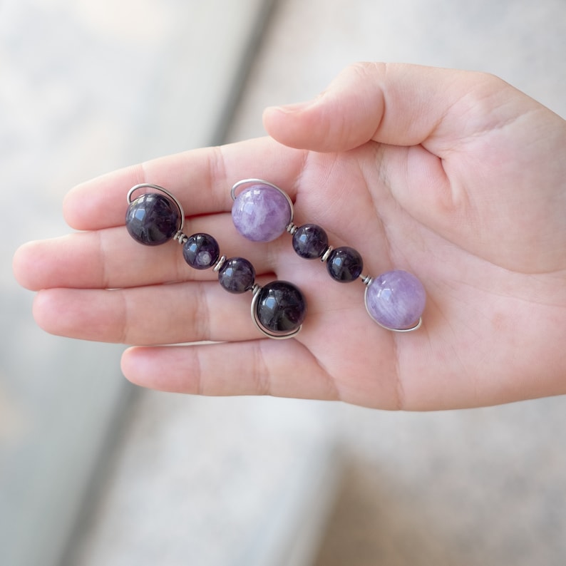 Amethyst Stim Toy for Hair and Skin Picking Support | Crystal Roller Fidget Toy and Spinner image 2