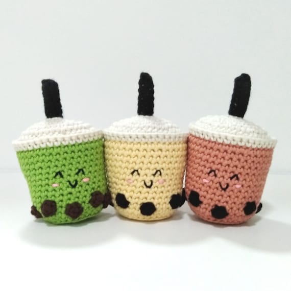 Personalised Baby Rattle Teether, Amigurumi Bubble Tea, Montessori Play Food, Newborn Gift, Hypoallergenic Mould-resistant Organic Natural