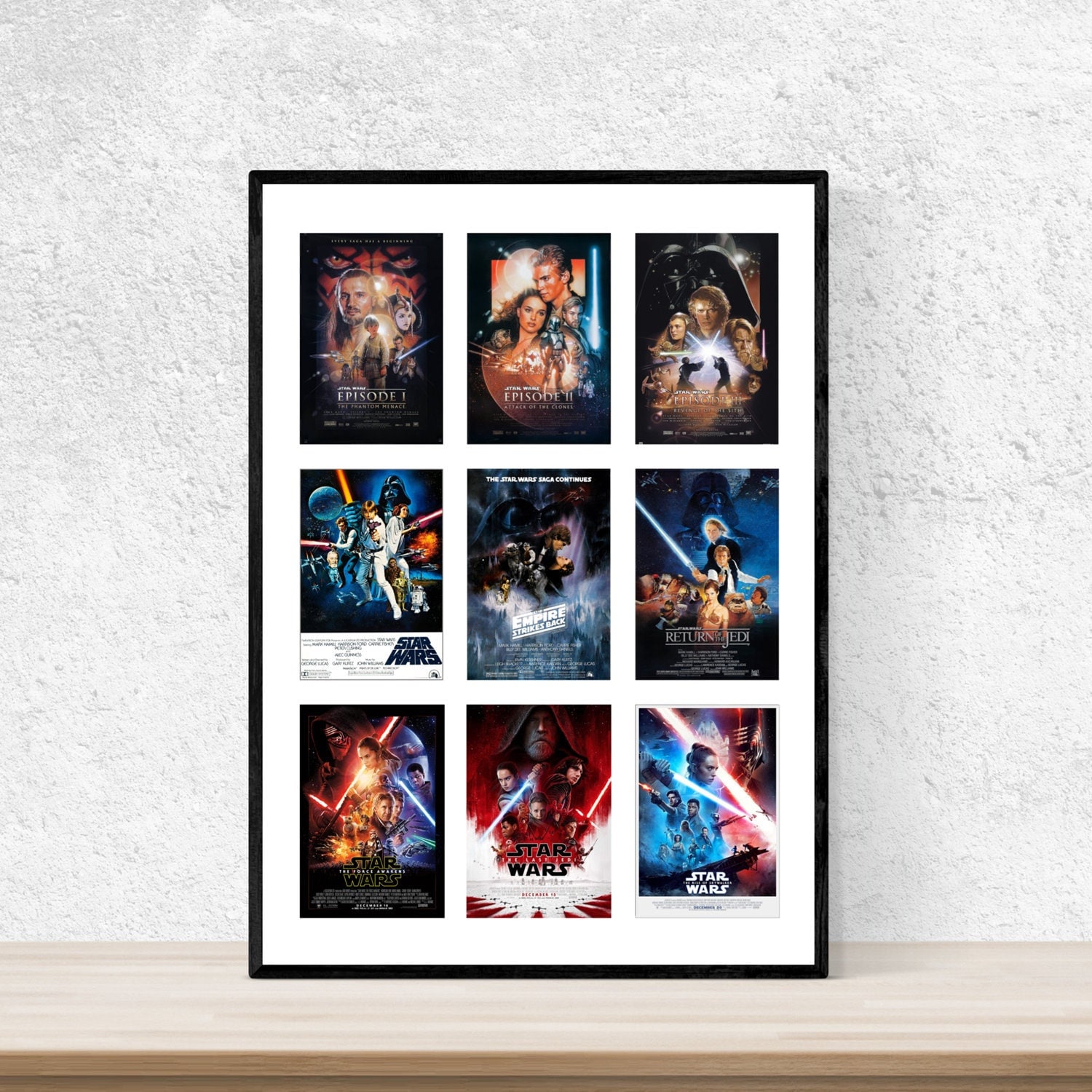 Star Wars Saga Poster A3 – Episodes 1–9 Movie Wall Art – Skywalker