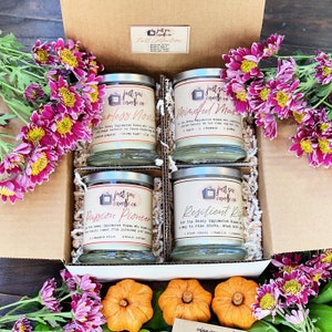Fall Candles Gift Set | 4 Fall Scents | Fall Decor | Fall Candle Gift | Thanksgiving Candle | Fall Candle Set | Autumn Candle | Fall Gift Set of 4 Large Jars