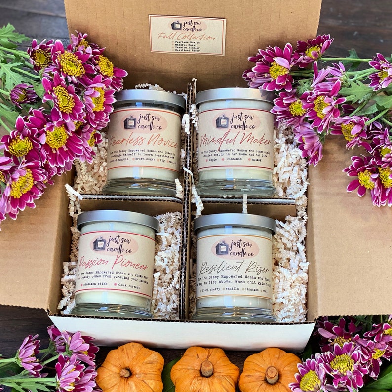 Fall Candles Gift Set | 4 Fall Scents | Fall Decor | Fall Candle Gift | Thanksgiving Candle | Fall Candle Set | Autumn Candle | Fall Gift Set of 4 Medium Jars